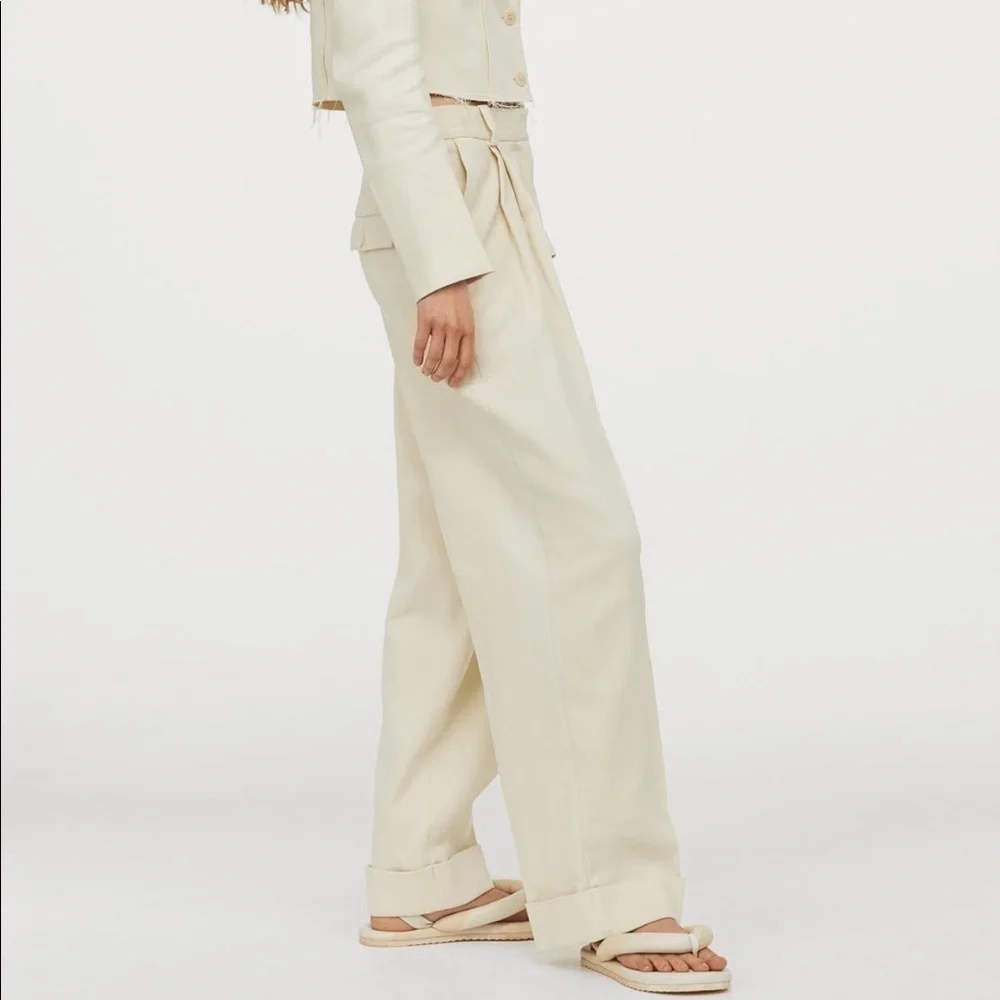 H&M Wide-Leg Twill Pants